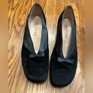 ANYI LU black suede flats, handmade in Italy, size 36.5